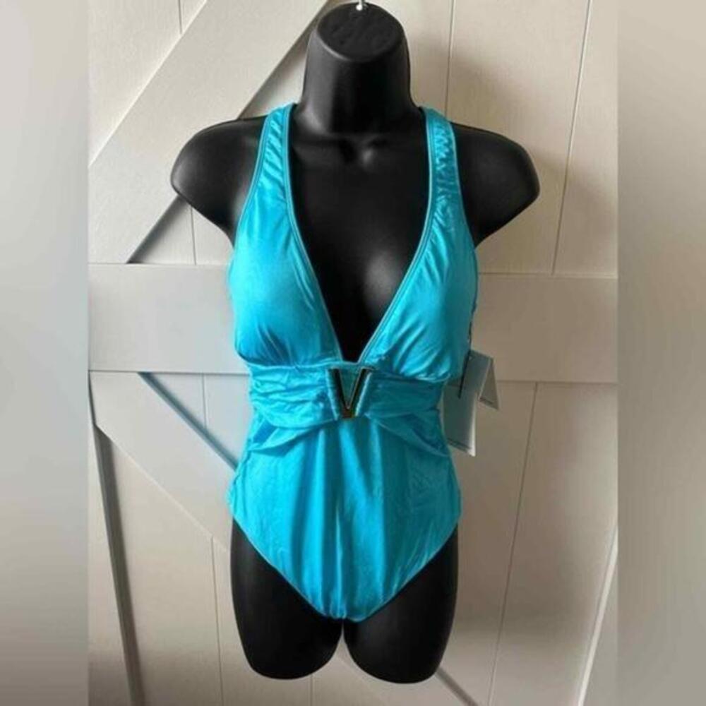 Gibson Latimer Solid Plunge One Piece Swimsuit - Size XS NWT